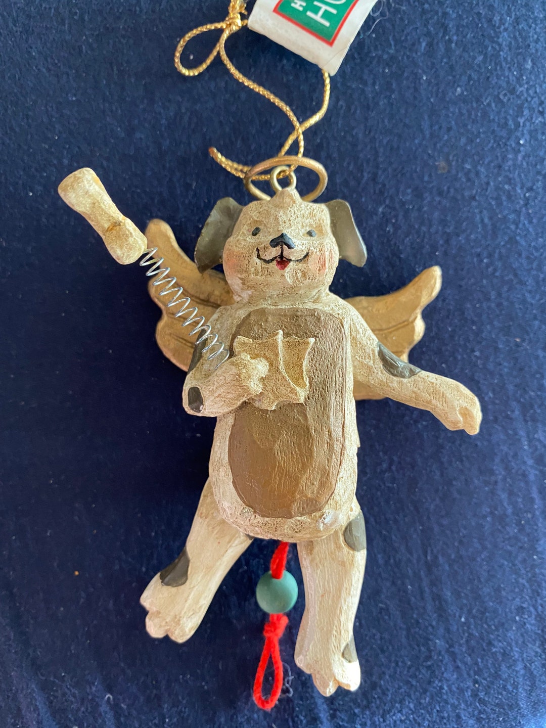 Vintage Puppy Angel Pull String Ornament Etsy