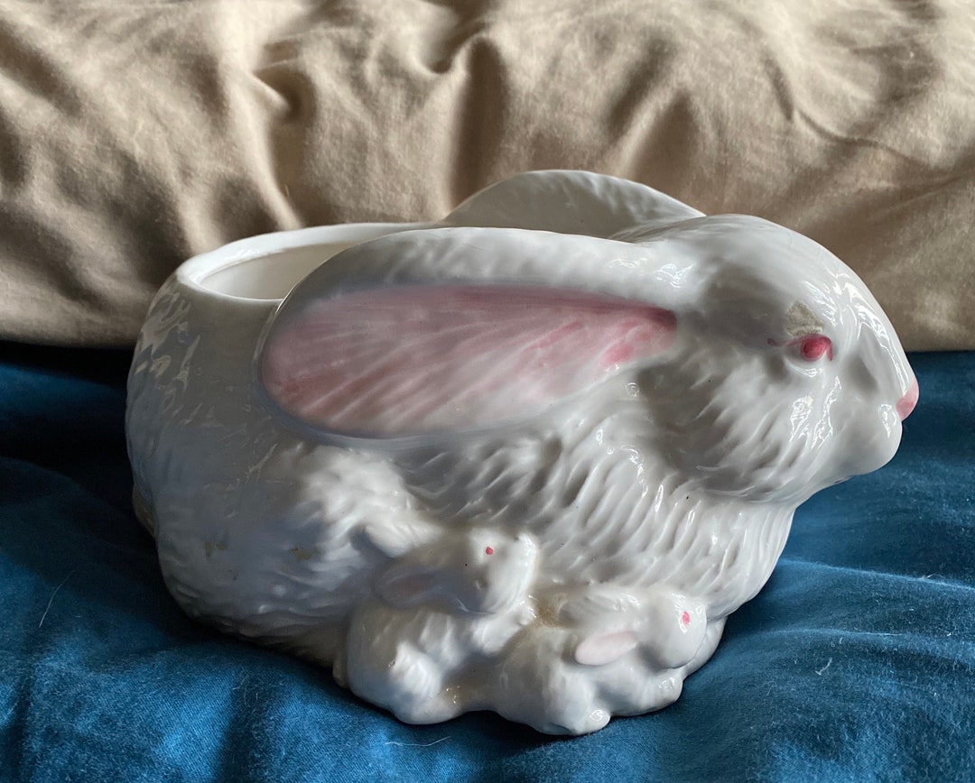 Vintage Brinns Ceramic Mama Rabbit and Two Bunnies Planter Pot - Etsy