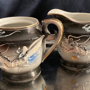 Vintage Moriage Dragonware sugar and creamer set, no lid