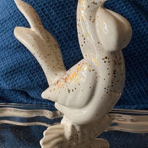 Vintage Mid Century Ceramic Rooster with gold flecks