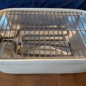 Vintage Contempra 13 x 10 electric indoor heavy duty ironstone ceramic tabletop grill