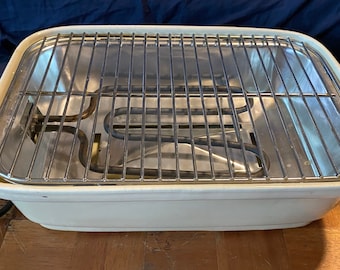Vintage Contempra 13 x 10 electric indoor heavy duty ironstone ceramic tabletop grill