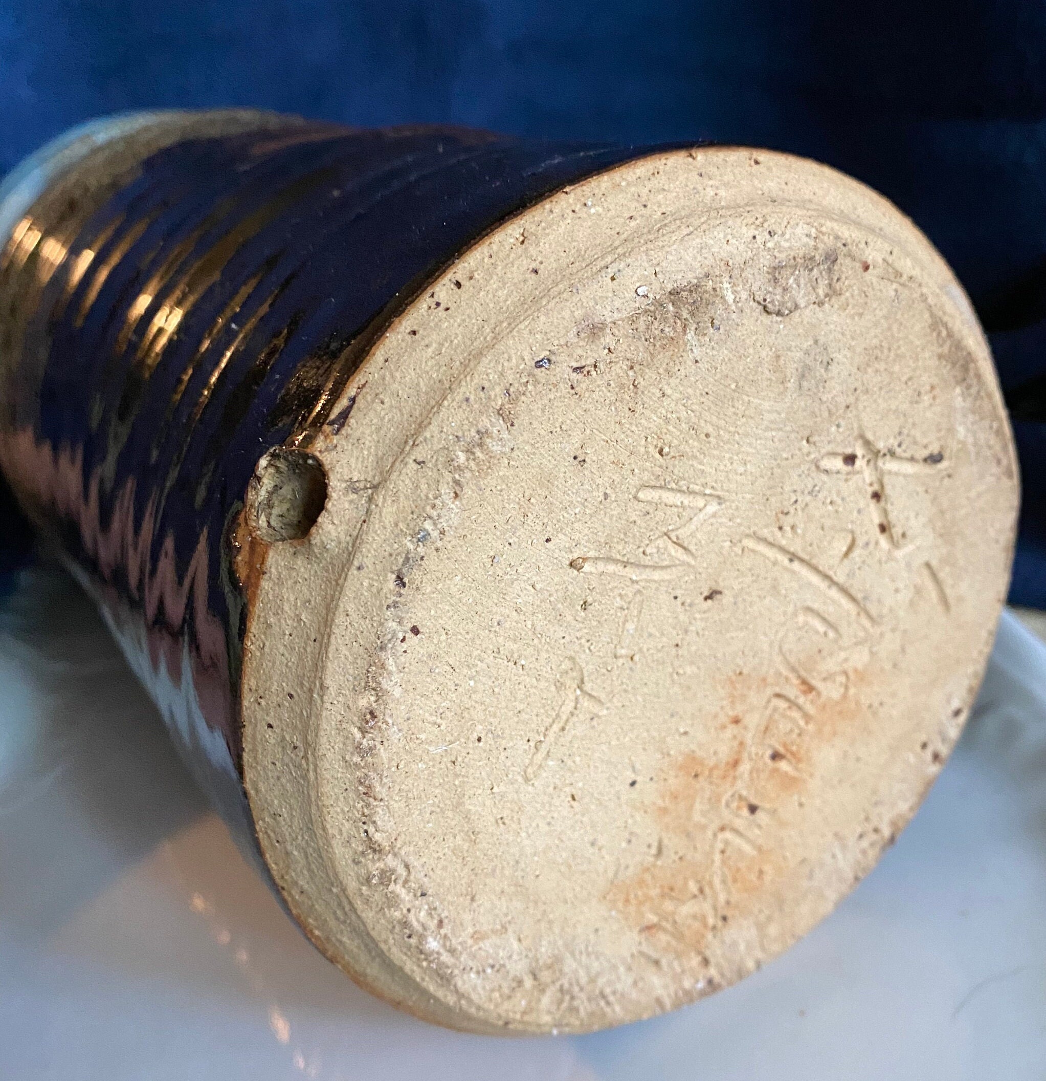 Vintage 12 Inch Hand Thrown Stoneware Drip Glaze Combination Vase ...