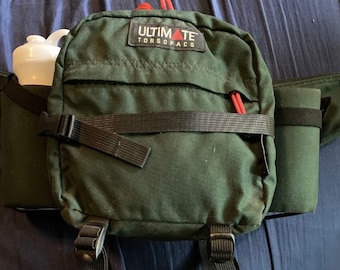 Vintage Ultimate Torsopacs Hunter Green Hiking pack with water bottle