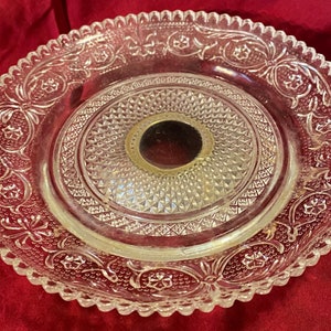 Vintage 6” pressed glass silver plated pedestal plate
