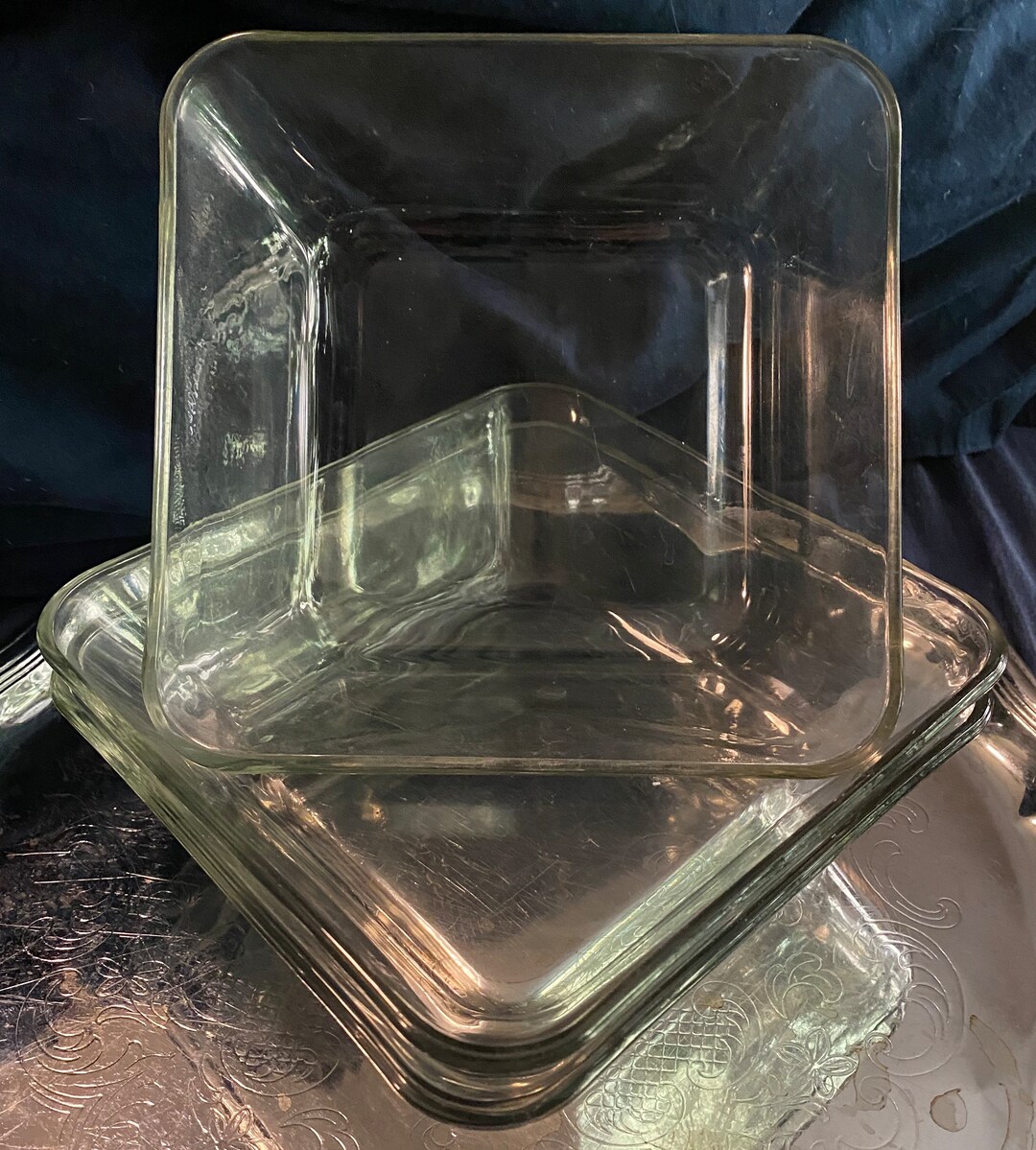 Vintage 6 1/2 Inch Square Glass Bowls Set of 3 Etsy