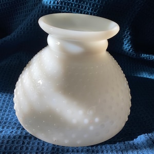Antique milk glass hob nail 8” hurricane shade