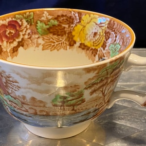 Vintage Wood & Sons ironstone brown multicolor flat cup