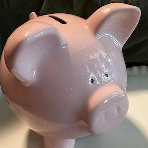 Vintage Russ Pink ceramic Piggy Bank