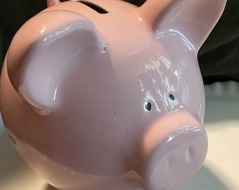 Vintage Russ Pink ceramic Piggy Bank