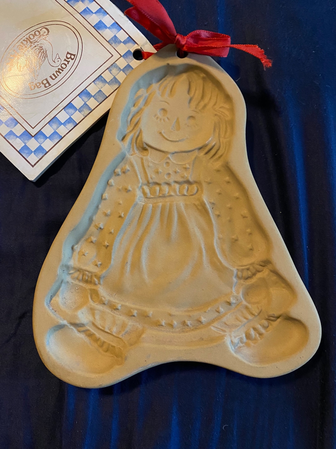 Vintage Brown Bag Cookie Art Raggedy Ann Stoneware Cookie Mold