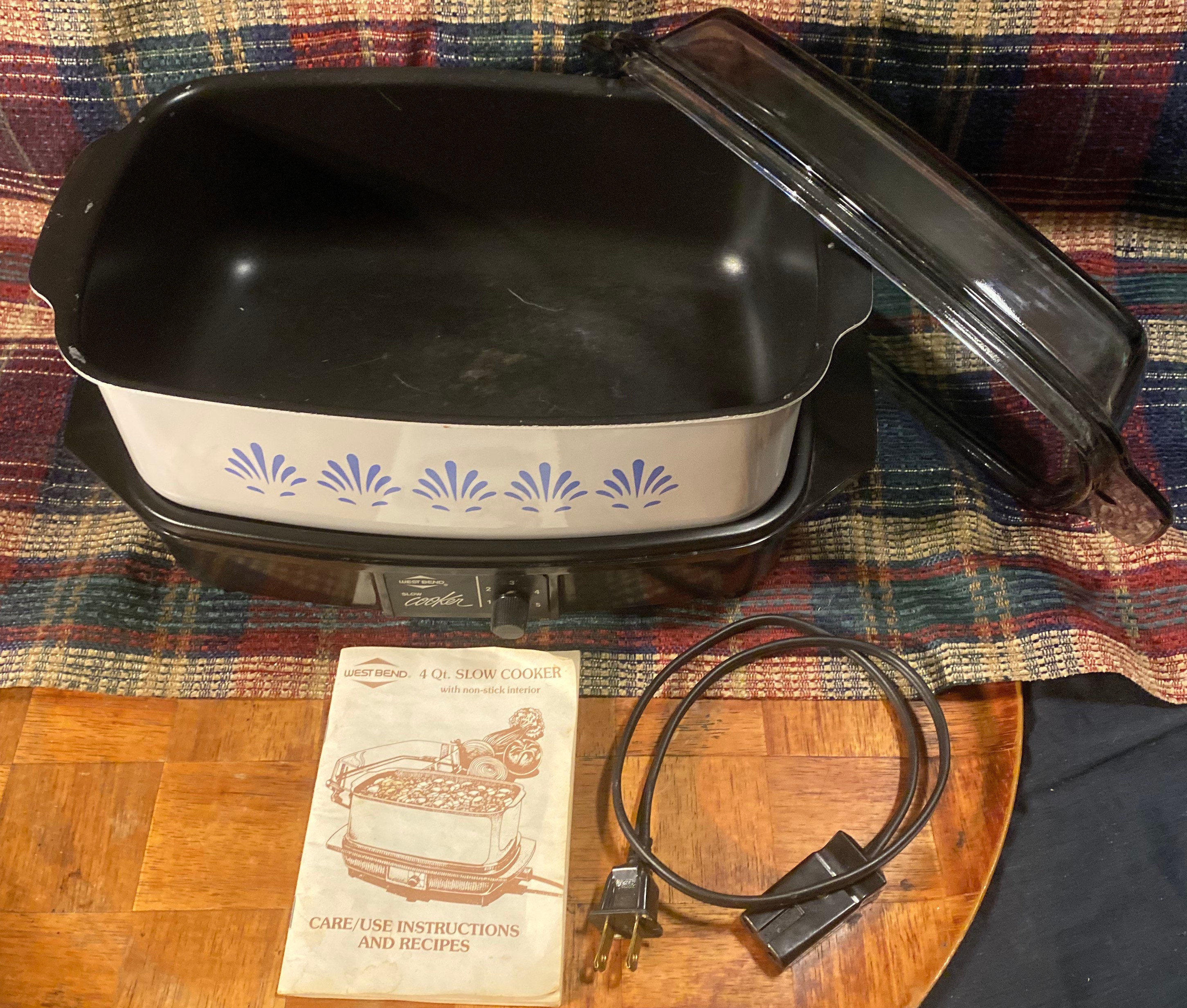 Vintage West Bend 4 Quart Rectangular 5 Setting Slow Cooker With