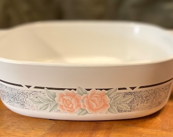 Vintage Corningware A-2-B Cacerola de 2 litros Patrón de cinta y rosas