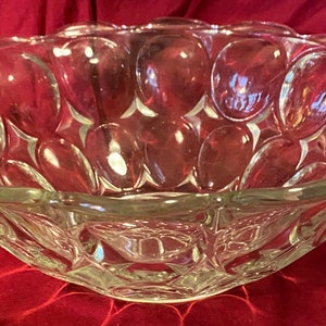 9” oval Jeanette Glass thumbprint bowl