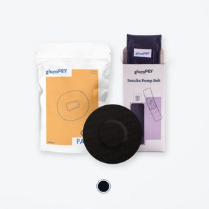 Glucology Diabetes Outdoor Bundle | Insulin Pump Belt Black & 25 CGM Patches | Exercise, Water and Sweat Resistant