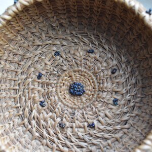 Pine Needle Basket with Purple Beads