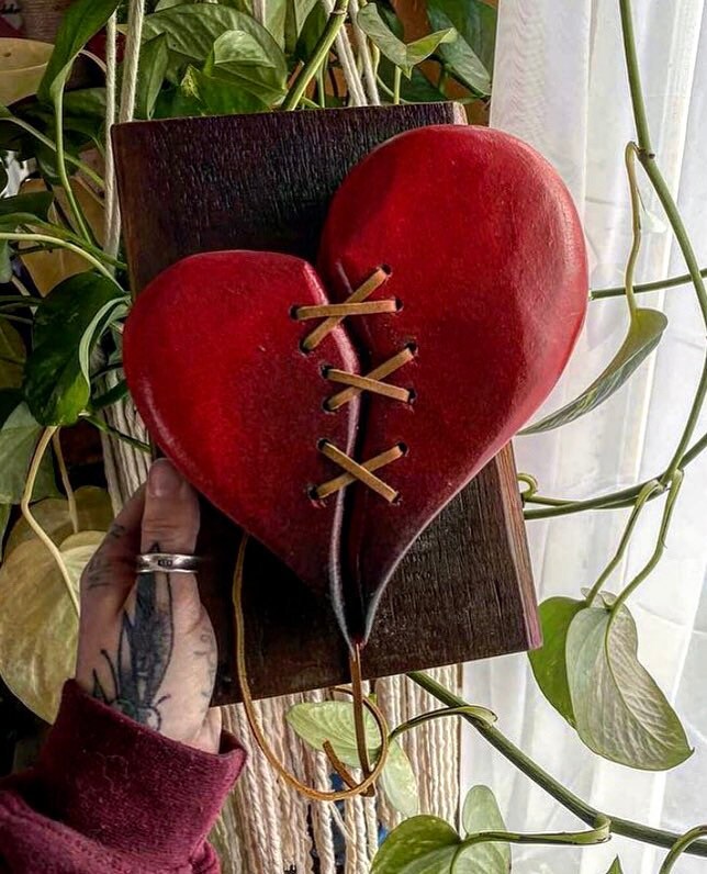 Hand Carved Wood Heart Hanging Wall Decor Etsy