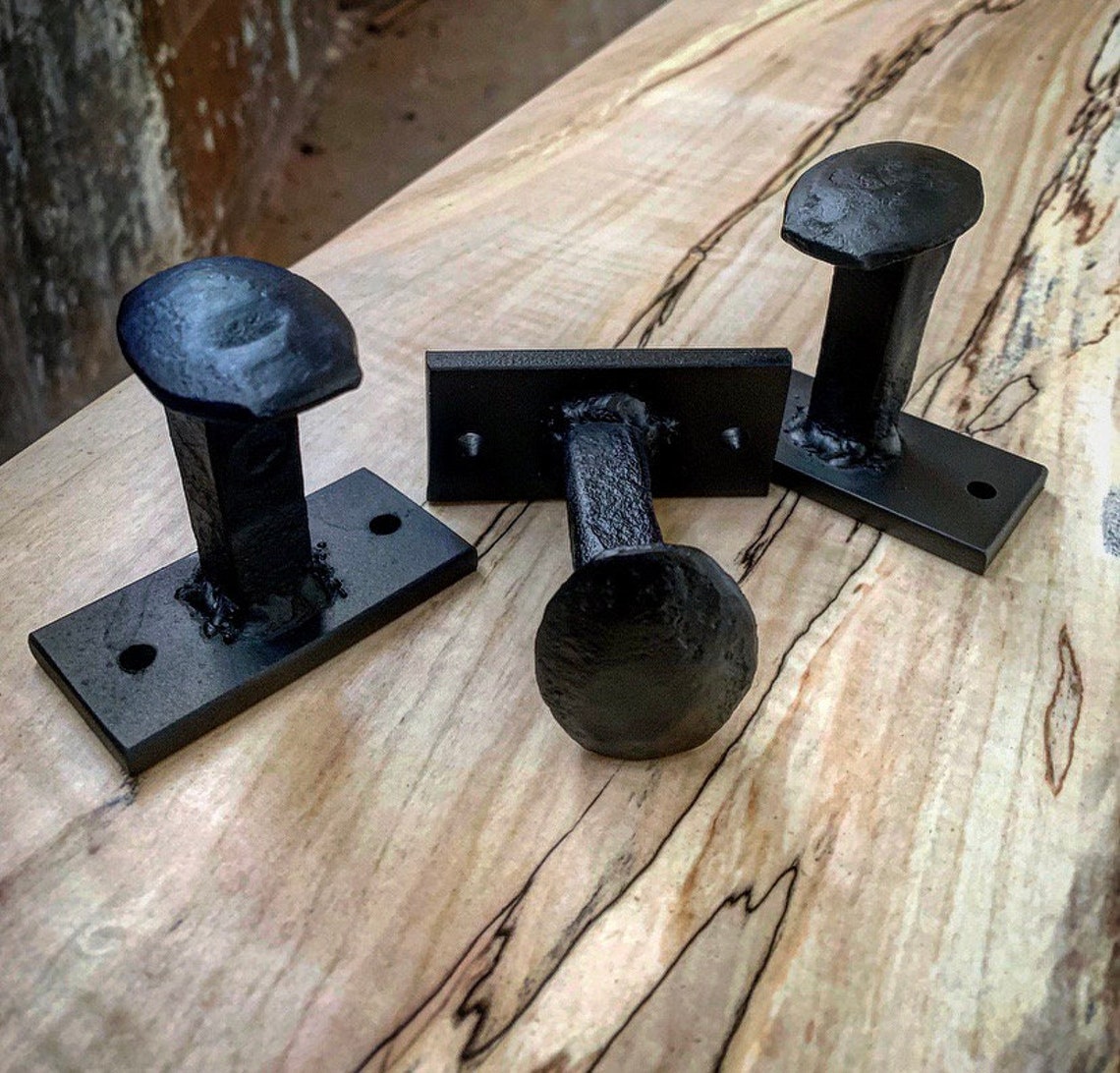 Railroad Spike Hooks Set of 3 Railway Wall Mount Coat Hooks Etsy