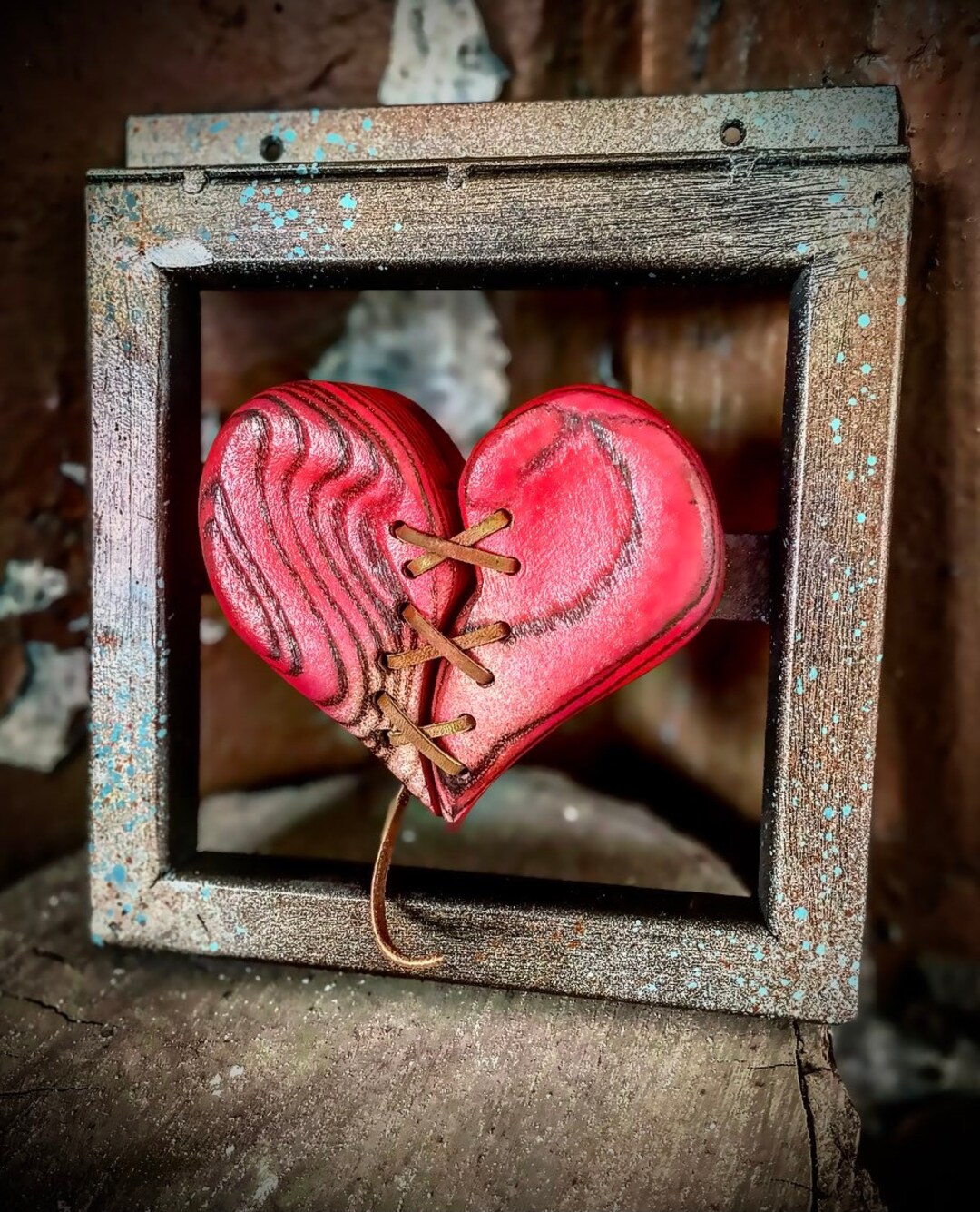 Mini Hand Painted Steel Frame Broken Heart Wall Hanging Carved - Etsy