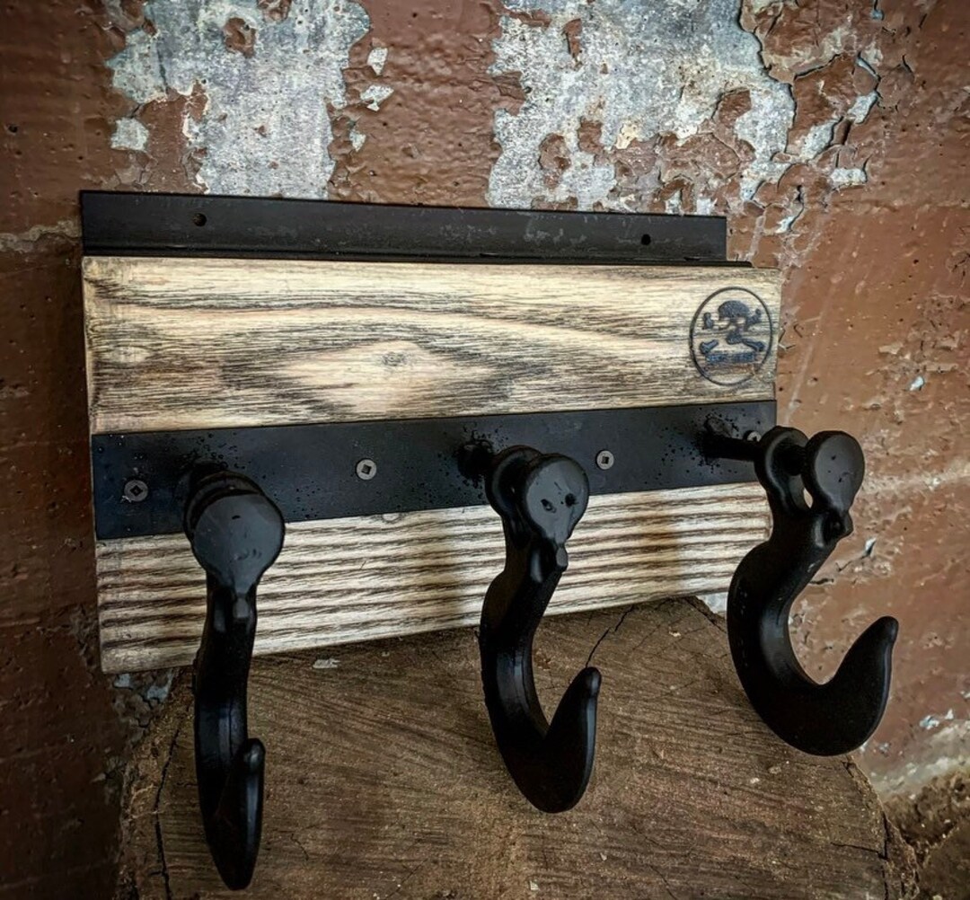 Tow Hook Rustic Industrial Coat Rack Wall Hanging Etsy