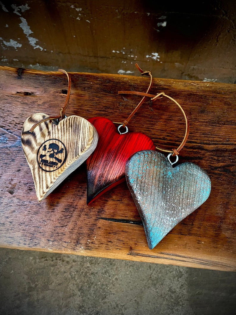 Handmade Rustic Christmas Wood Heart Ornaments Christmas Tree Etsy