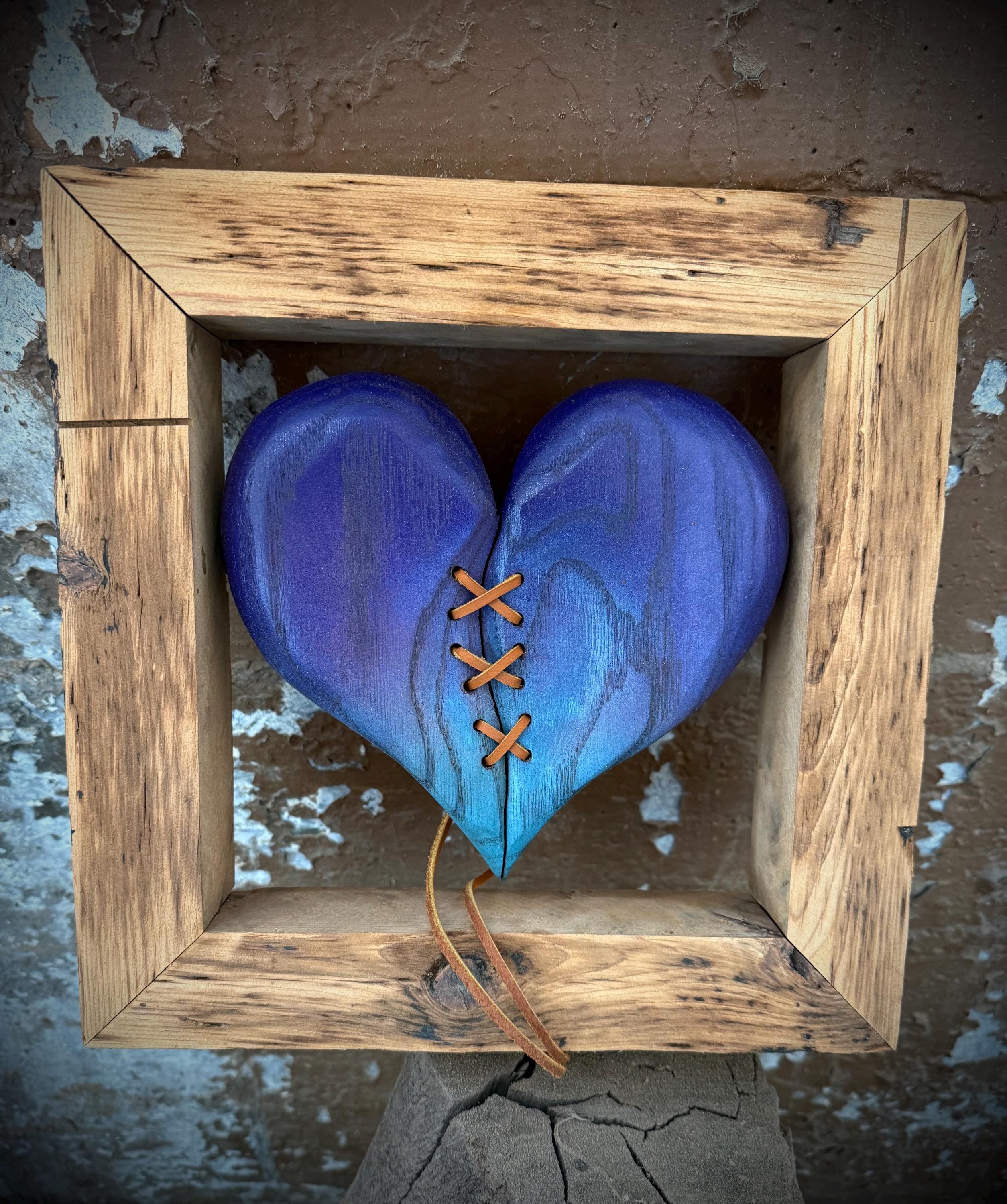 Handmade Wood Heart Sculpture: Rustic Stitched Heart Artwork - Etsy