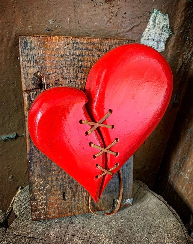 Hand Carved Wood Heart Hanging Wall Decor Etsy