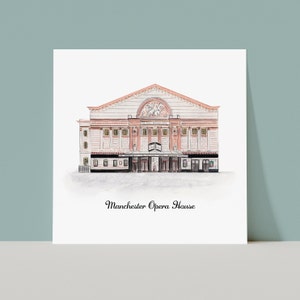 Manchester Opera House | Watercolour Wall Art Print | 8 x 8 inches | Manchester Landmarks