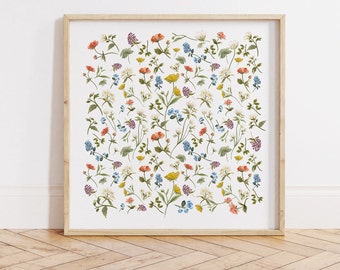 Cottage garden florals print | Wildflower florals | Watercolour art | Botanical painting