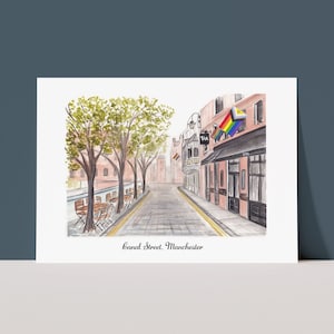 Canal Street, Gay Village | Watercolour Wall Art Print | A5 | Manchester Landmarks