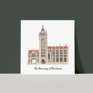 The University of Manchester | Watercolour Wall Art Print | 8 x 8 inches | Manchester Landmarks