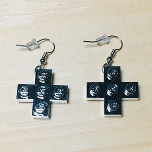 brick earrings, chrome earrings, cross earrings