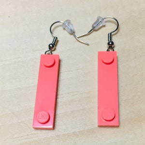 brick earrings,  dangle earrings, pink earrings