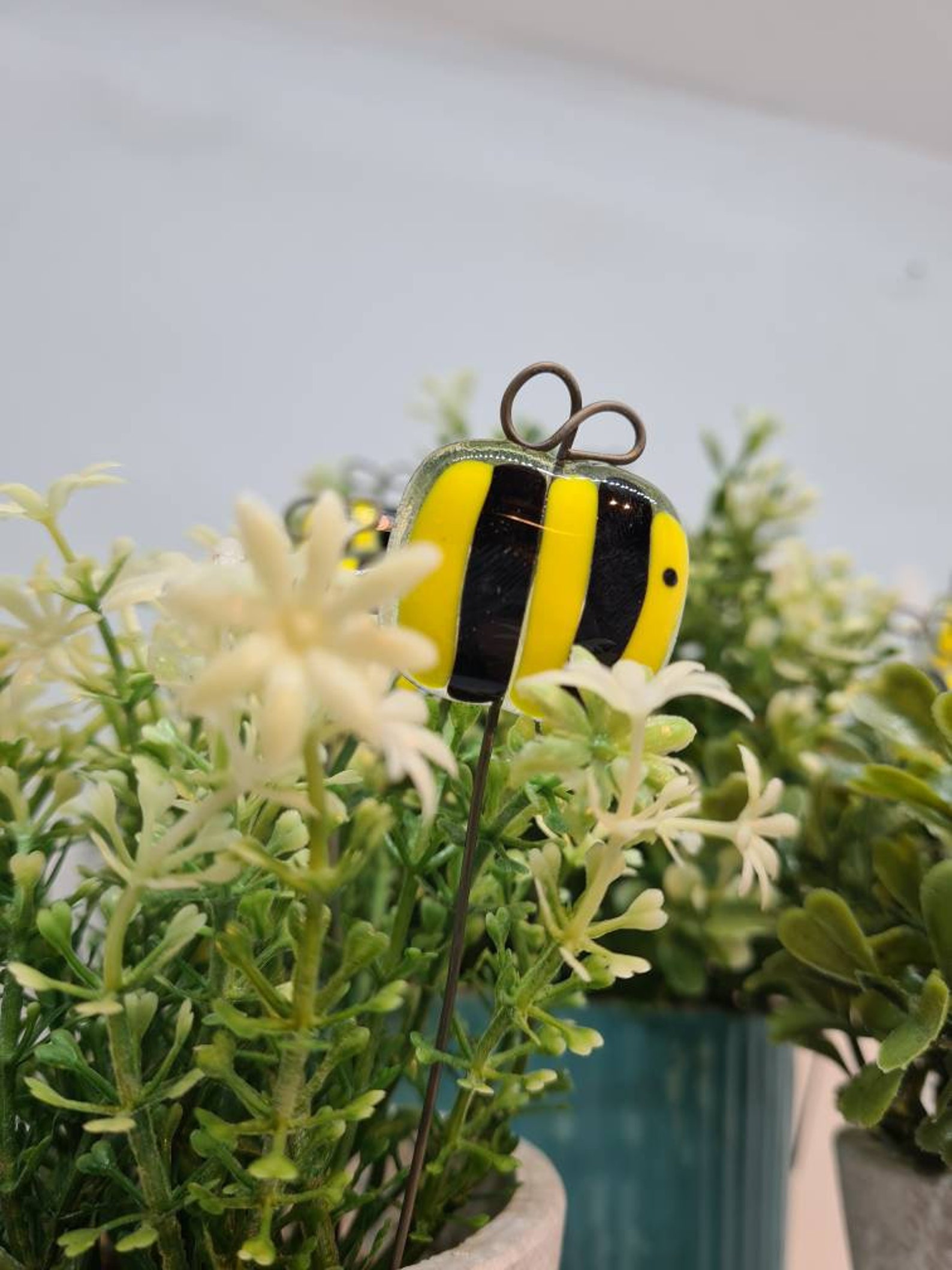 Plant Pot Stakes Fused Glass Bee Window Sill Flower Beds - Etsy