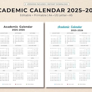 2025-2026 Academic Calendar Printable – Color-Coded Planner (PDF & Canva)