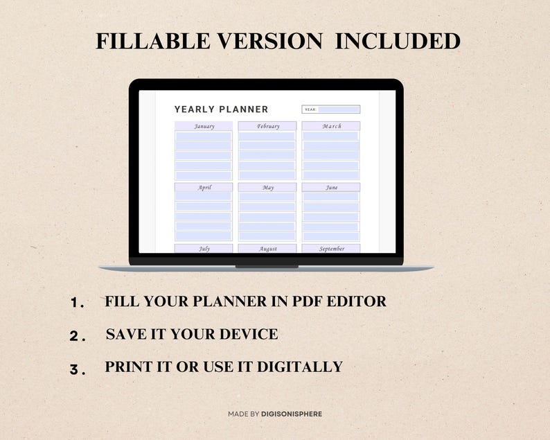 2026 Printable At-a-glance Calendar Planner | Editable Year Overview ...