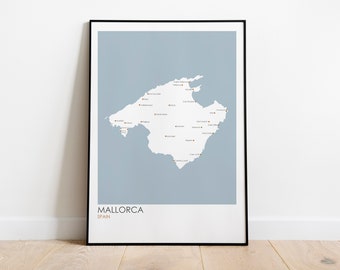 Mallorca Island Map Art Print: Minimalist Giclée Poster