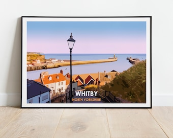 Whitby Harbour Giclee Poster Print: Yorkshire East Coast Artwork