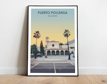 Puerto Pollensa Square, Mallorca- Poster Print