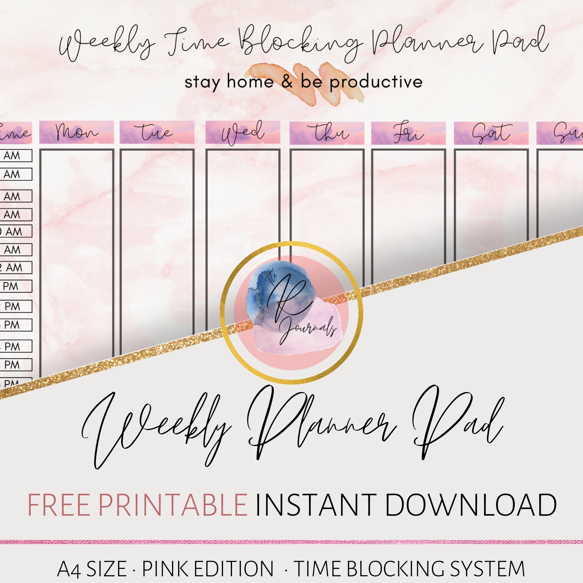 FREE Printable Planner Weekly Printable Planner Pad A4 Time Etsy UK