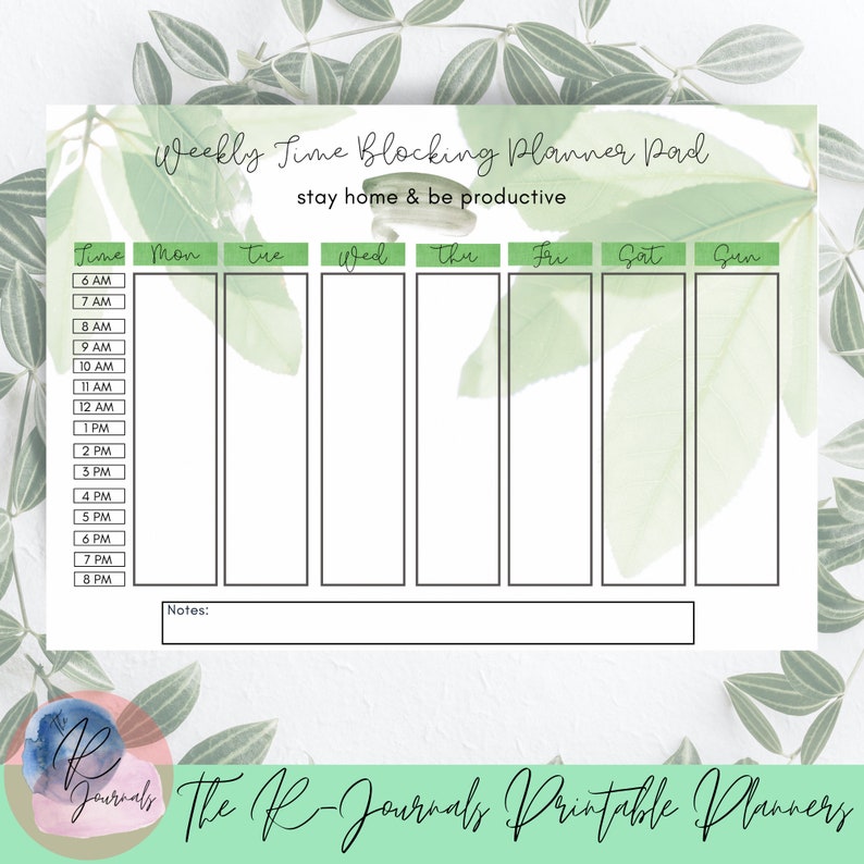 FREE PRINTABLE Weekly Planner Pad A4 Size Time Blocking Etsy