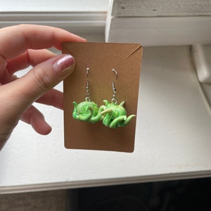 Lime octopi earrings