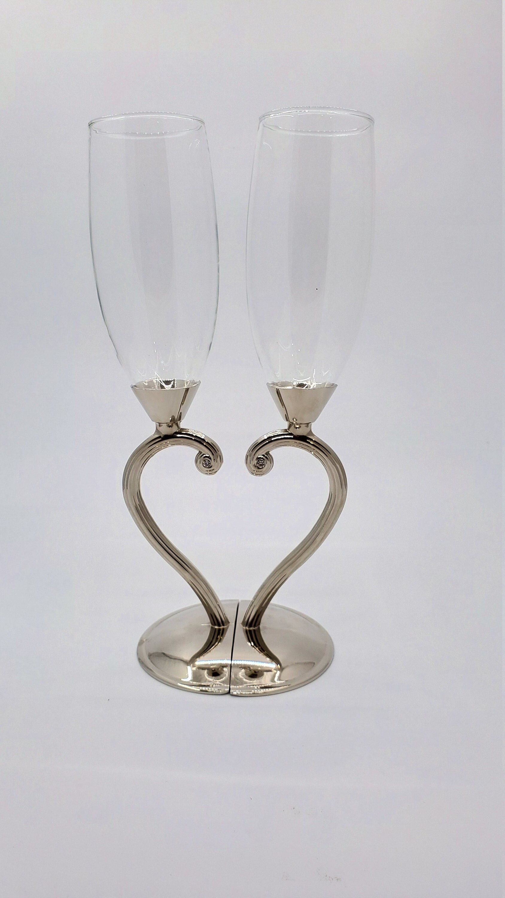 Silver Wedding Champagne Glasses Silver Toasting Flutes Etsy