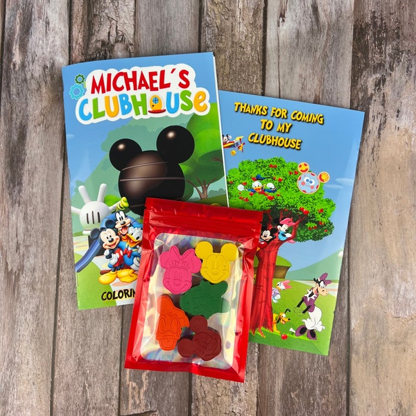 Customizable Mickey Mouse Clubhouse Coloring Book with Themed Crayons - Ideal for Birthday Favors and Kids' Party Gifts