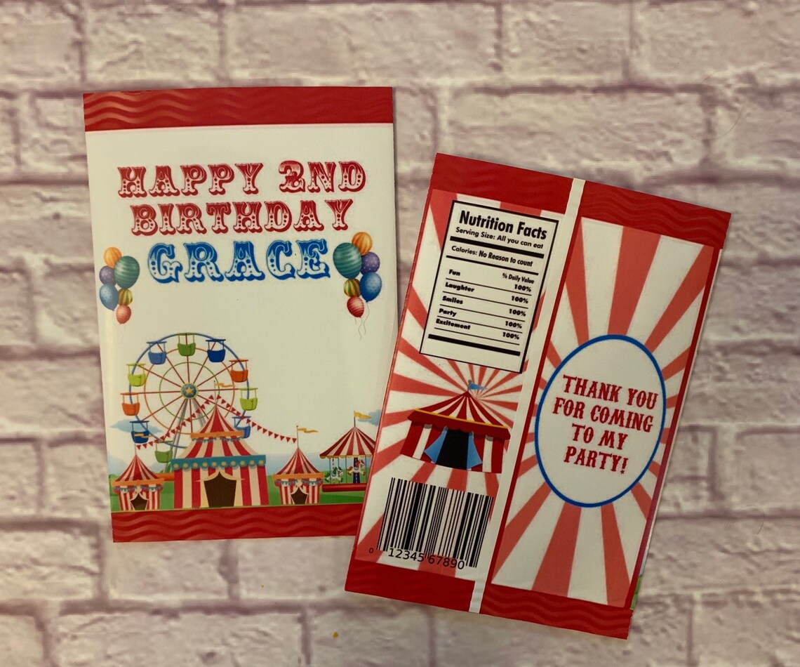 Carnival Circus Themed Chip Bags. Party Favor Carnival Bag - Etsy