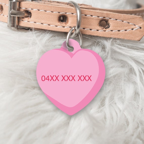 Pink heart dog tag cheap