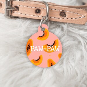Summer Fruits - Solid Dog Tag Cat Tag Pet ID tags - Personalised name and number printed double sided metal tags - Pawpaw