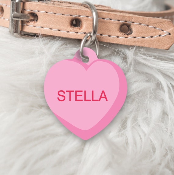 Pink heart cheap dog tag