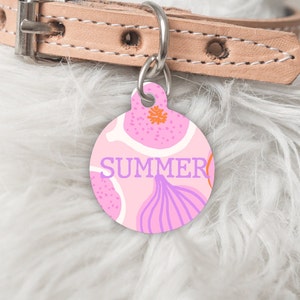 Summer Fruits - Solid Dog Tag Cat Tag Pet ID tags - Personalised name and number printed double sided metal tags - Fig