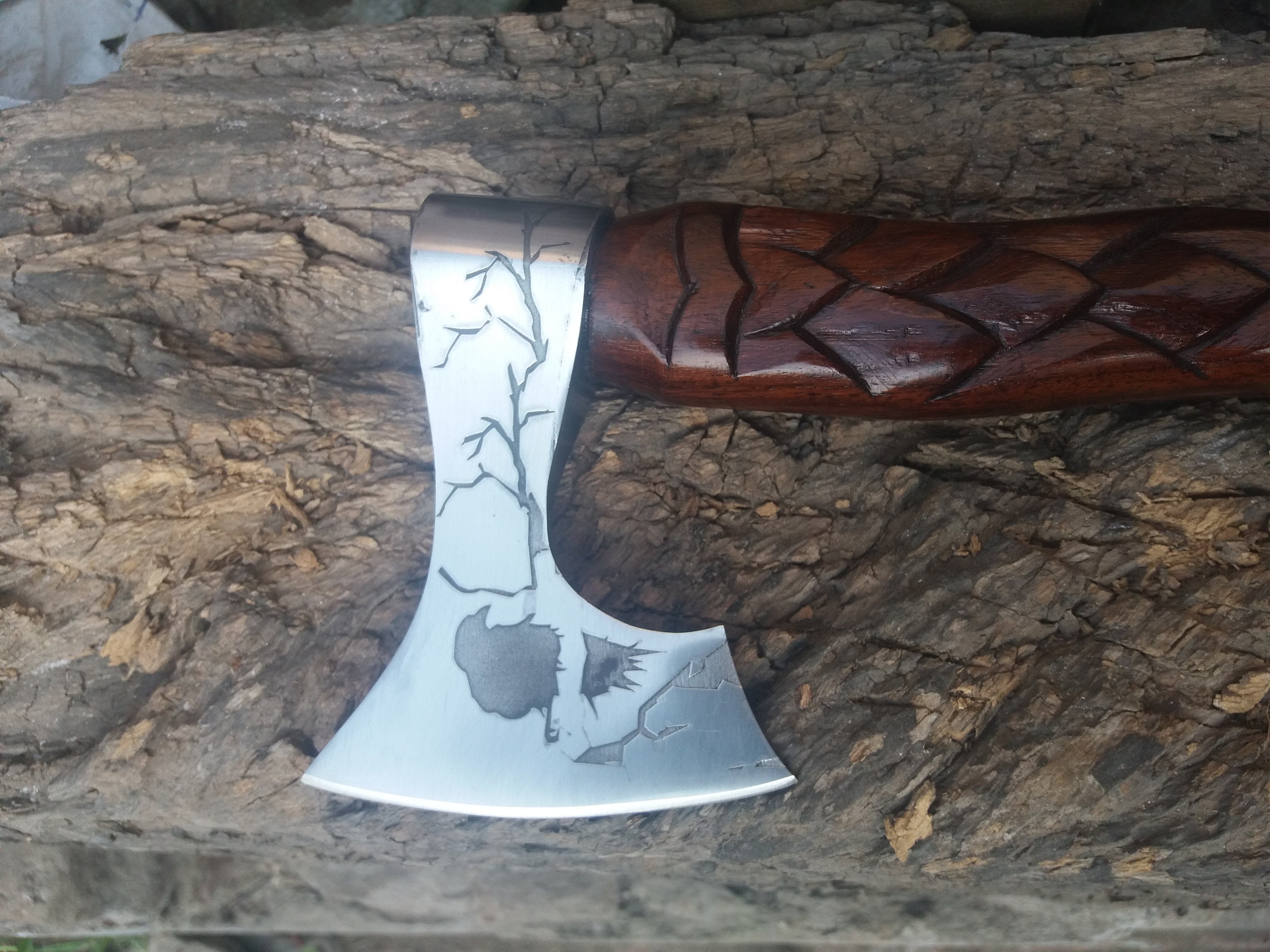 Viking Bearded Axes Engraved Axe with Leather Sheath Custom Etsy